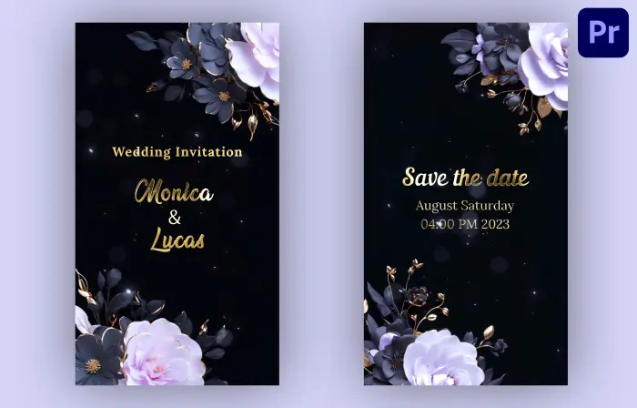 Golden 3D Floral Wedding Invitation Insta Story